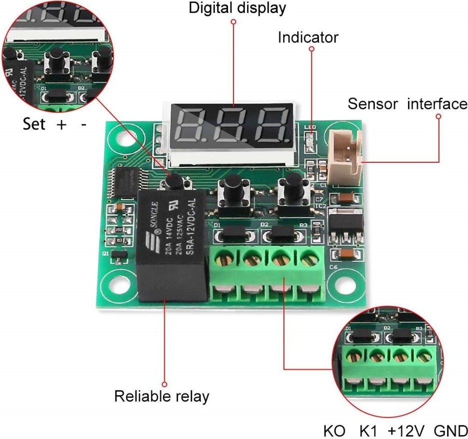 Dc 12V Mini Termostat Sıcaklık Kontrol Devresi -50-110C