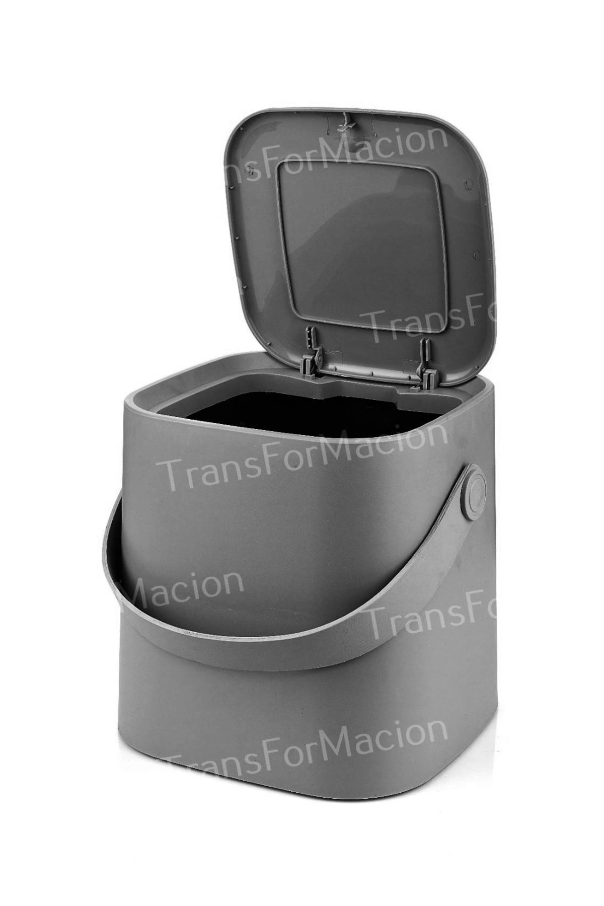 Tutma Saplı Iç Kovalı Tezgah Üst Mutfak Çöp Kovası 4 Lt - Gri