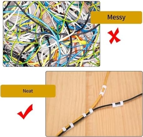 40 Adet Yapışkanlı Kablo Klipsi Seti - Kablo Düzenleyici, Masa Üstü ve Duvar Için Kablo Tutucu, Kablo Sabitleyici Aparat - Ev Ofis Kablo Yönetimi, Usb, Şarj, Ethernet, Mouse Için Uygundur