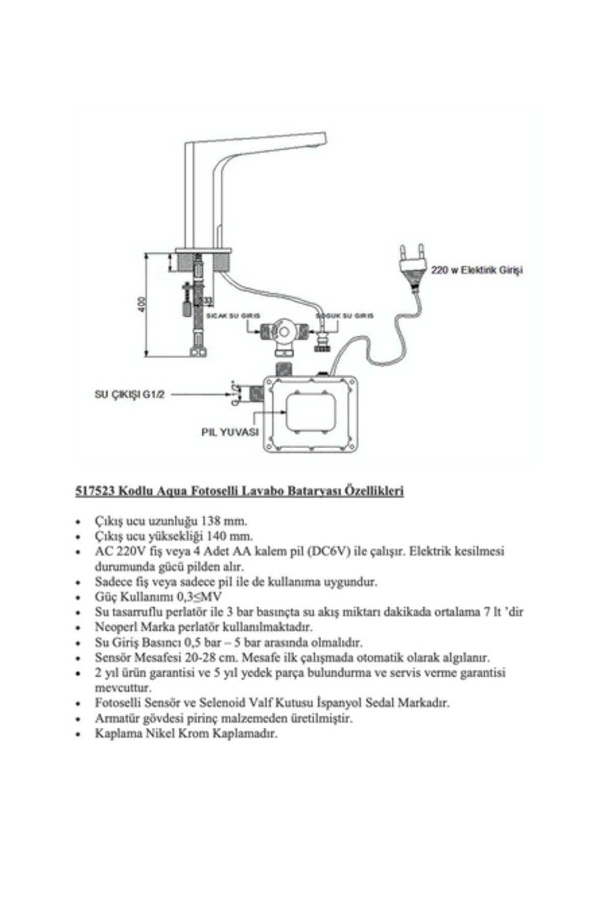 - Aqua Fotoselli Lavabo Bataryası - 517523