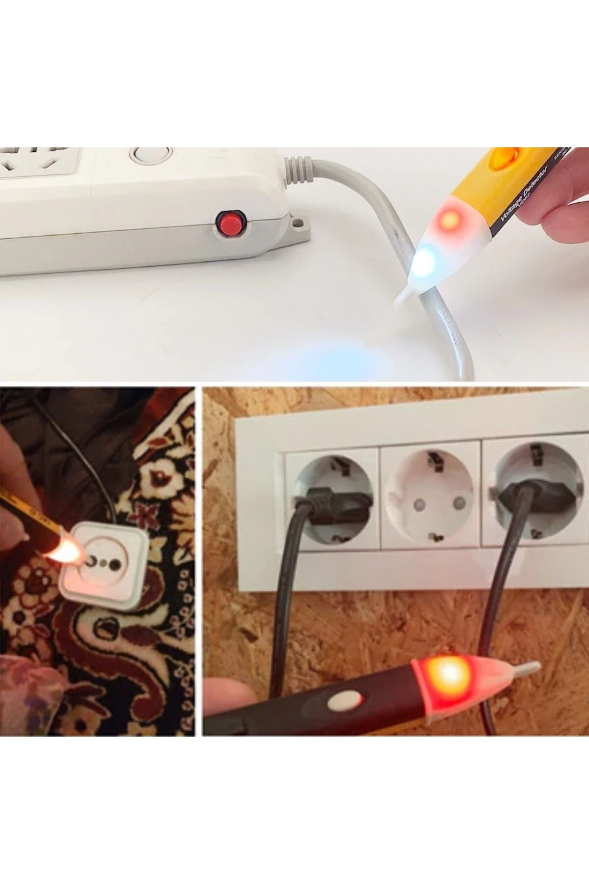 Elektrik Kaçak Dijital Kontrol Kalemi Cihazı -Dedektörlü Temassız Işıklı Kablo Voltaj Test (5306)