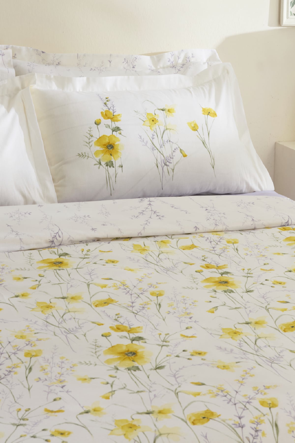 Rosella %100 Pamuk Tek Kişilik Nevresim Takımı Sarı