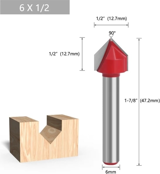 12 1 Adet 1/4 "6.35MM 6mm Shank Freze Kesicisi Ahşap Oyma 90 V Tipi Planya Kesici Oyma Kanal Açma Araçları Yönlendirici Bit Seti Güvenlik (Yurt Dışından)