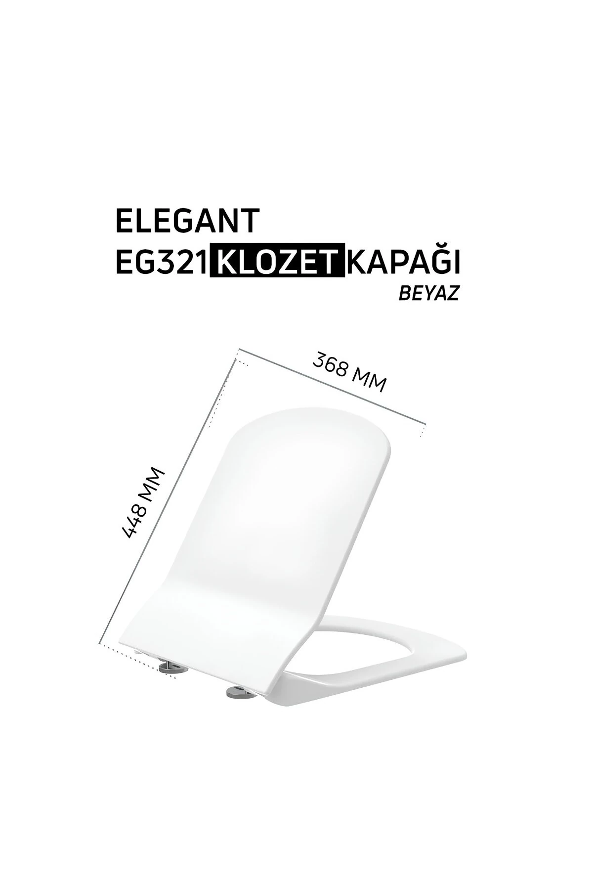 Elegant Beyaz Kanalsız Asma Klozet EG321, Elegant Duroplast Yavaş Kapak