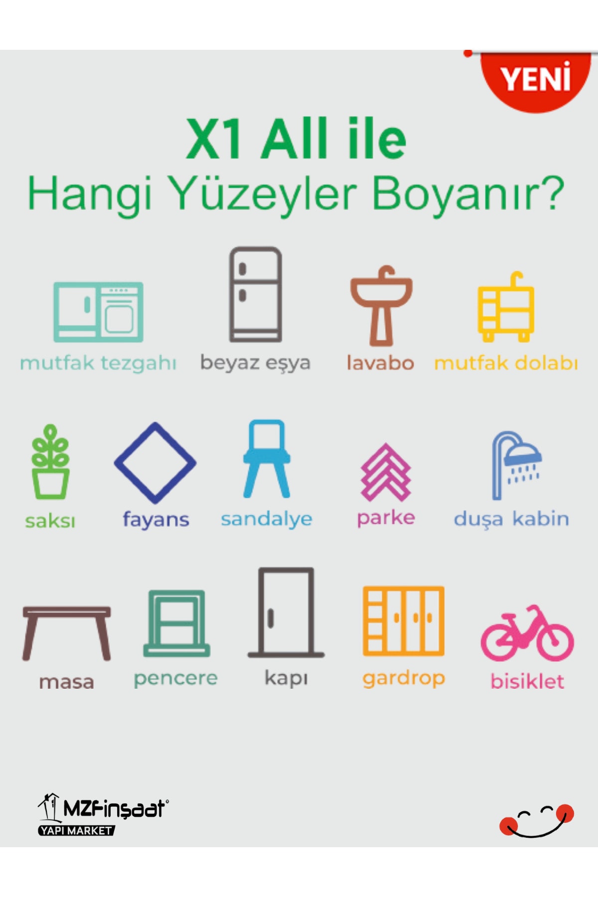 POLİSAN X1 All Yeni Nesil Dönüşüm Boyası Taş Rengi- Dolap-fayans-cam-plastik-ahşap-duvar