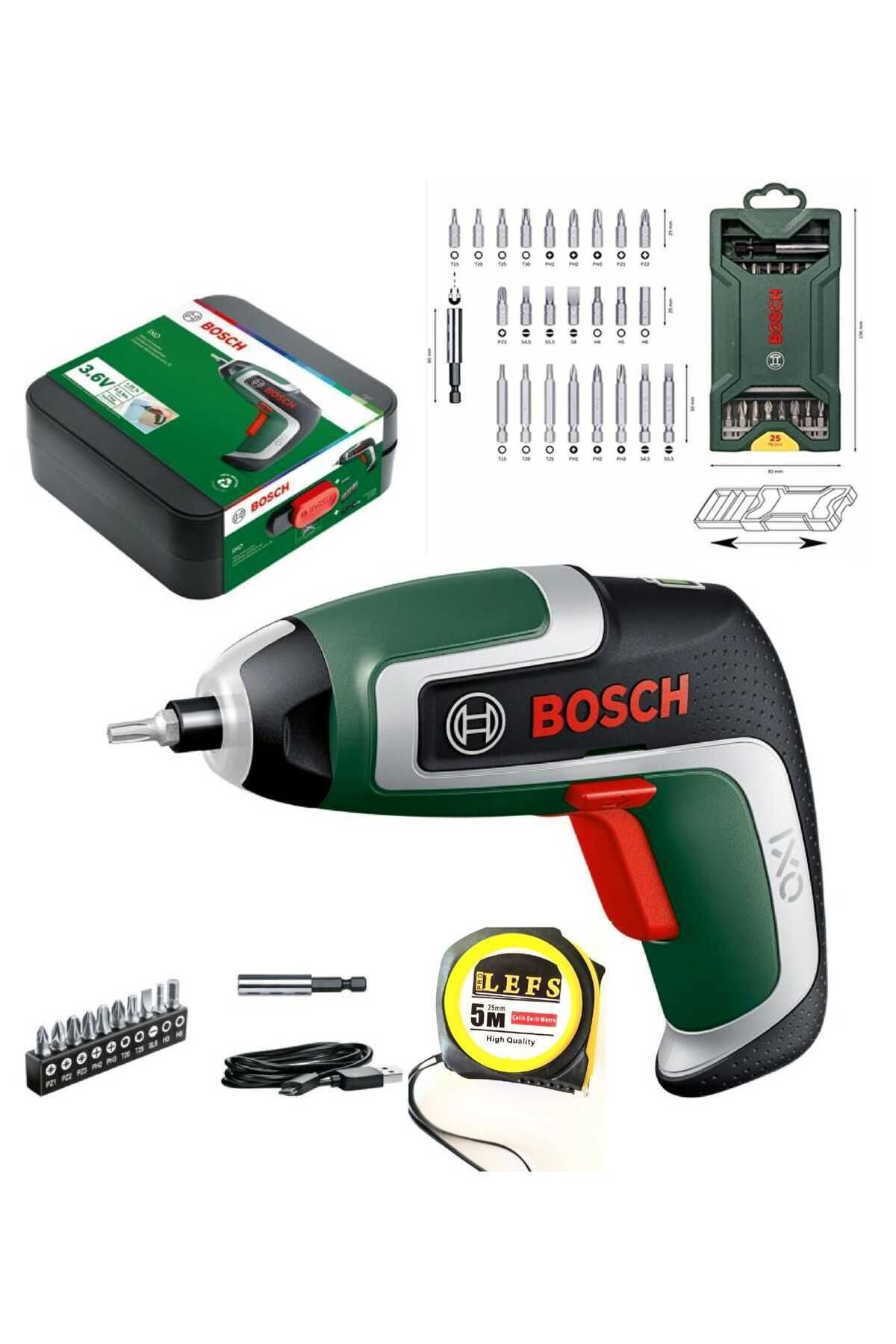 BOSCH Ixo 7 Akülü Mini Vidalama ,25 Parça Uç Seti Ve Metre