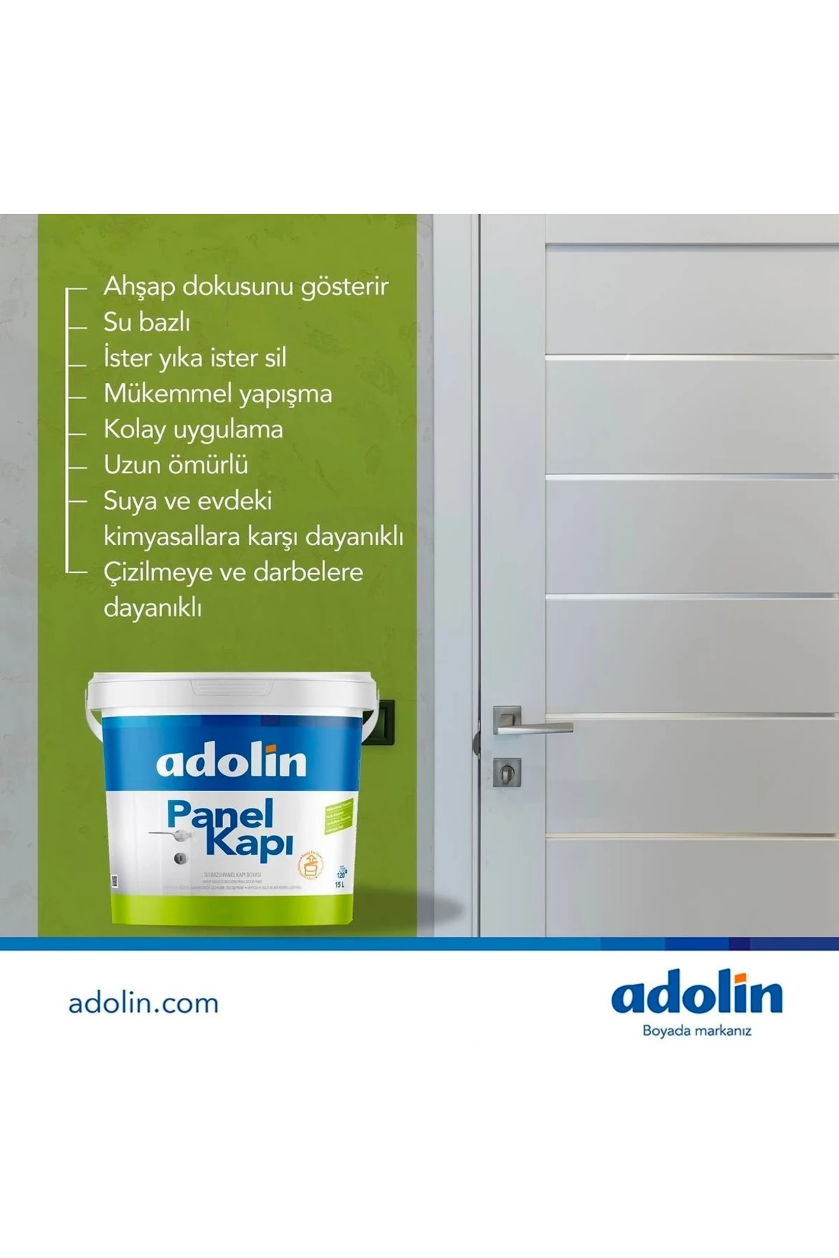 Adolin Su Bazlı Panel Kapı Boyası (0.75 LT)