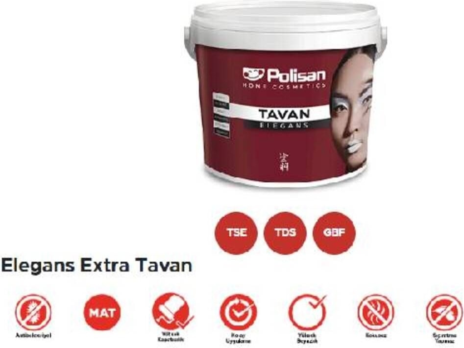 Elegans Tavan Boyası 17,5 Lt Beyaz Mat 17 m²/L Antibakteriyel Küf ve Mantar Koruması