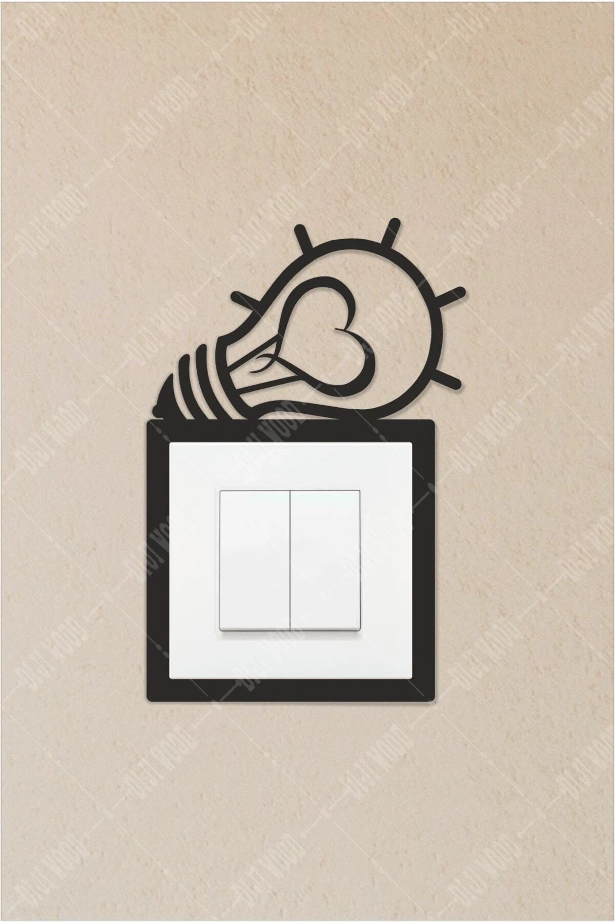 Ampul Ve Kalp Dekoratif Tekli Priz Çerçevesi Modern TR