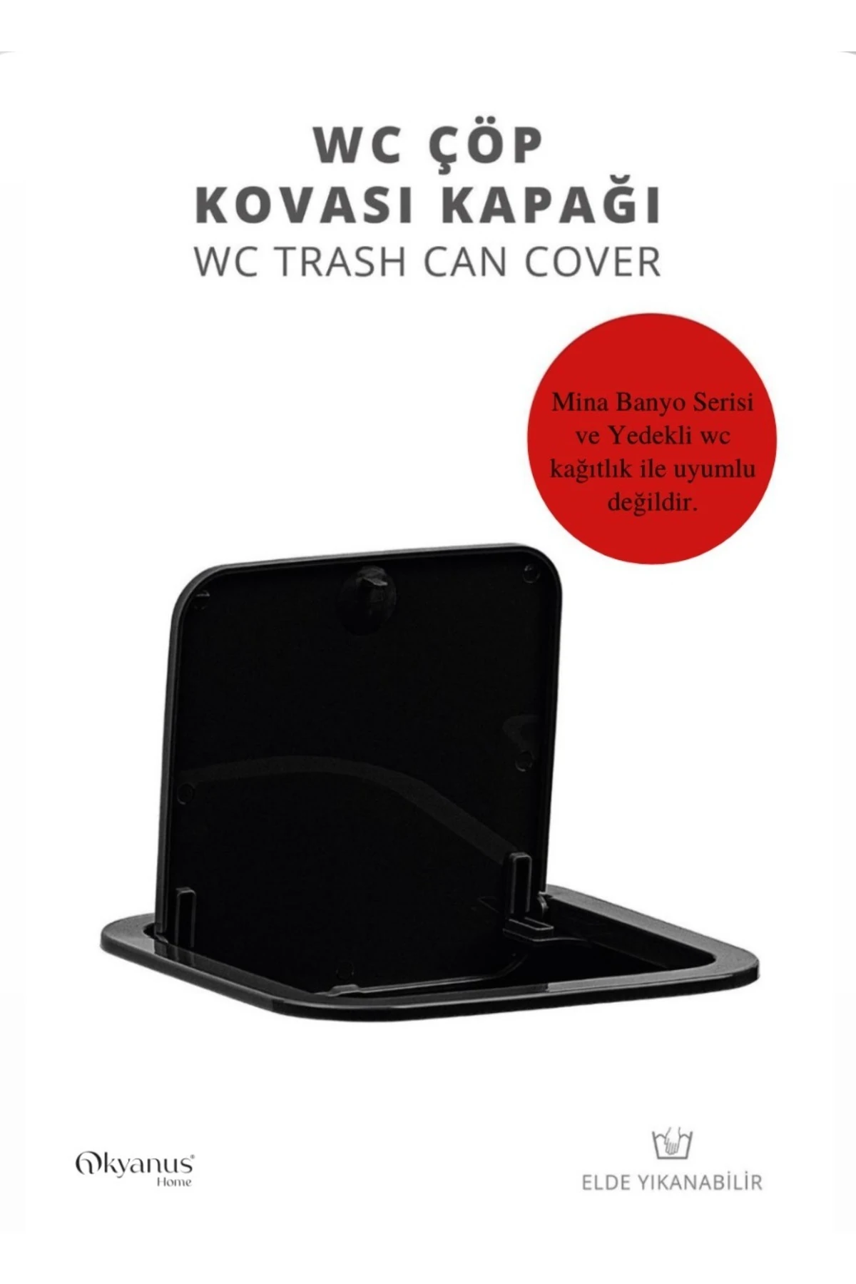 Siyah Kare Yedek Çöp Kovası Kapağı