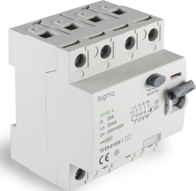 SHM4025030-SHM 4p 30MA 25A 6ka Kaçak Akım Koruma Şalteri (Kaçak Akım Rölesi)