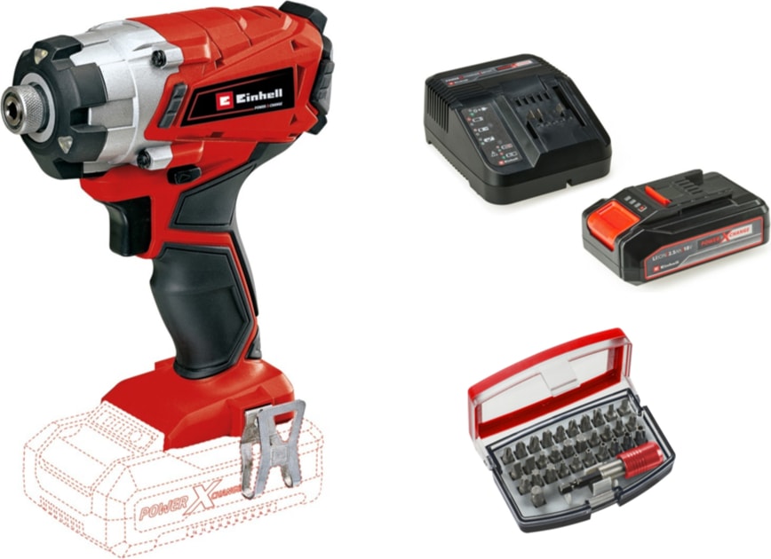 EİNHELL Te-Cı 18/1 Li - Solo Torklu Darbeli Matkap + 1 x 2.5 Ah Starter Kit Akü (Bits Uç Dahil)