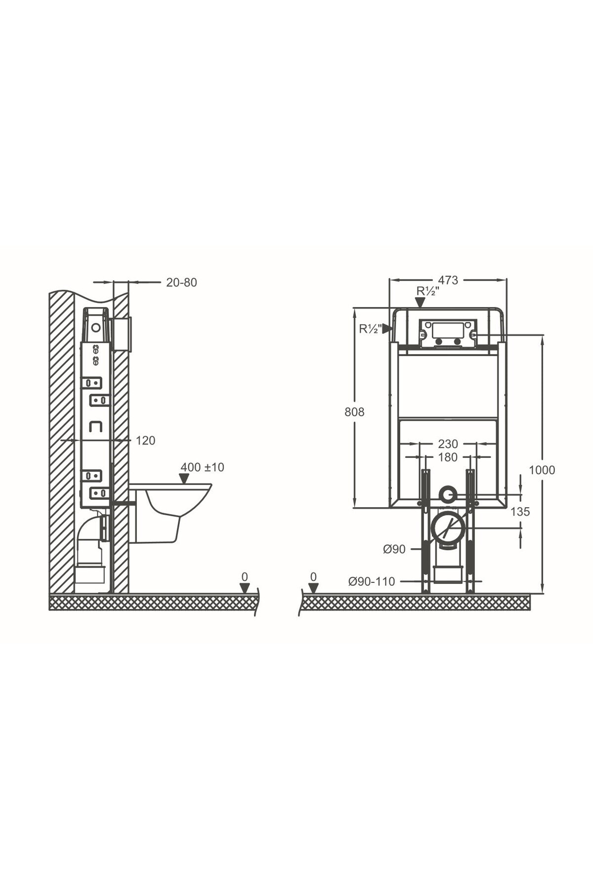 Promicro 80 Mm Çift Kademeli Gömme Rezervuar Seti (OVAL BUTON)