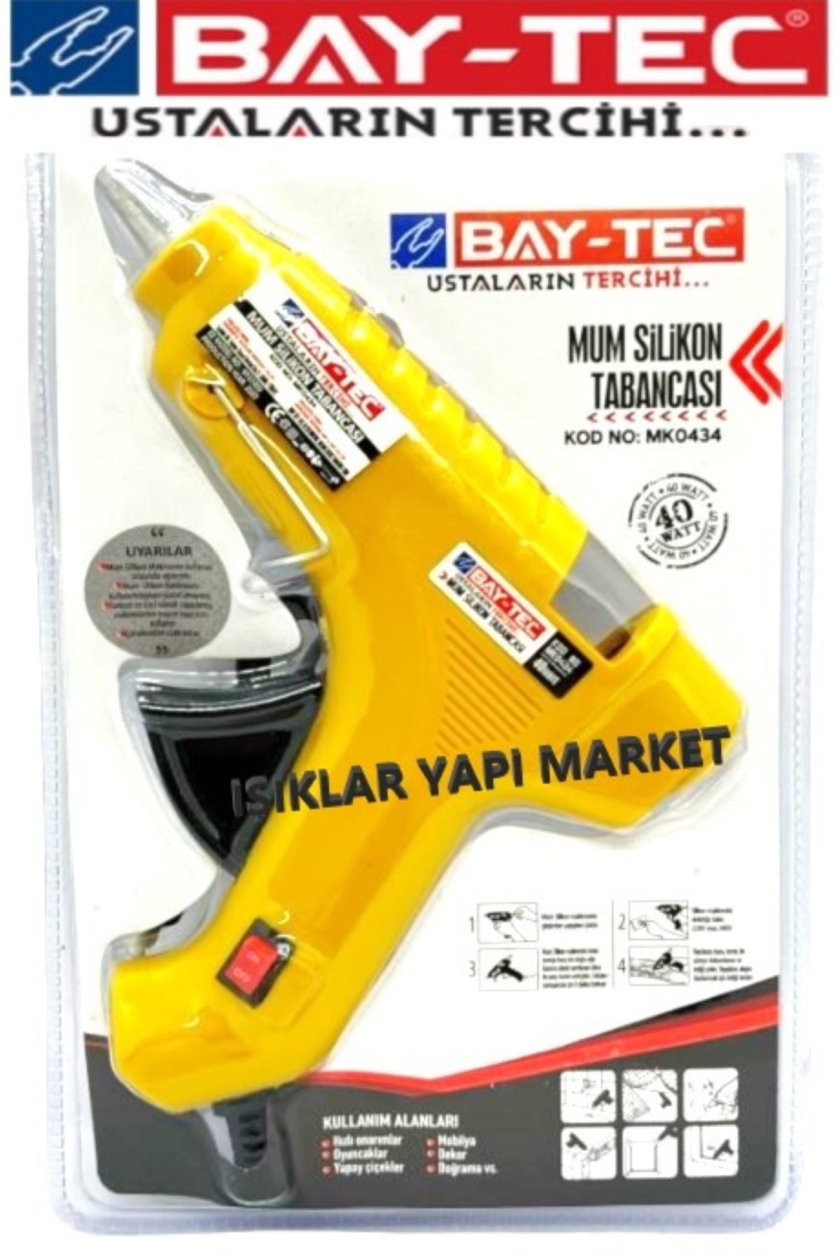 40watt -sıcak Silikon Tabancası ( Kalın Uç) 10adet Yedek Silikon Uç