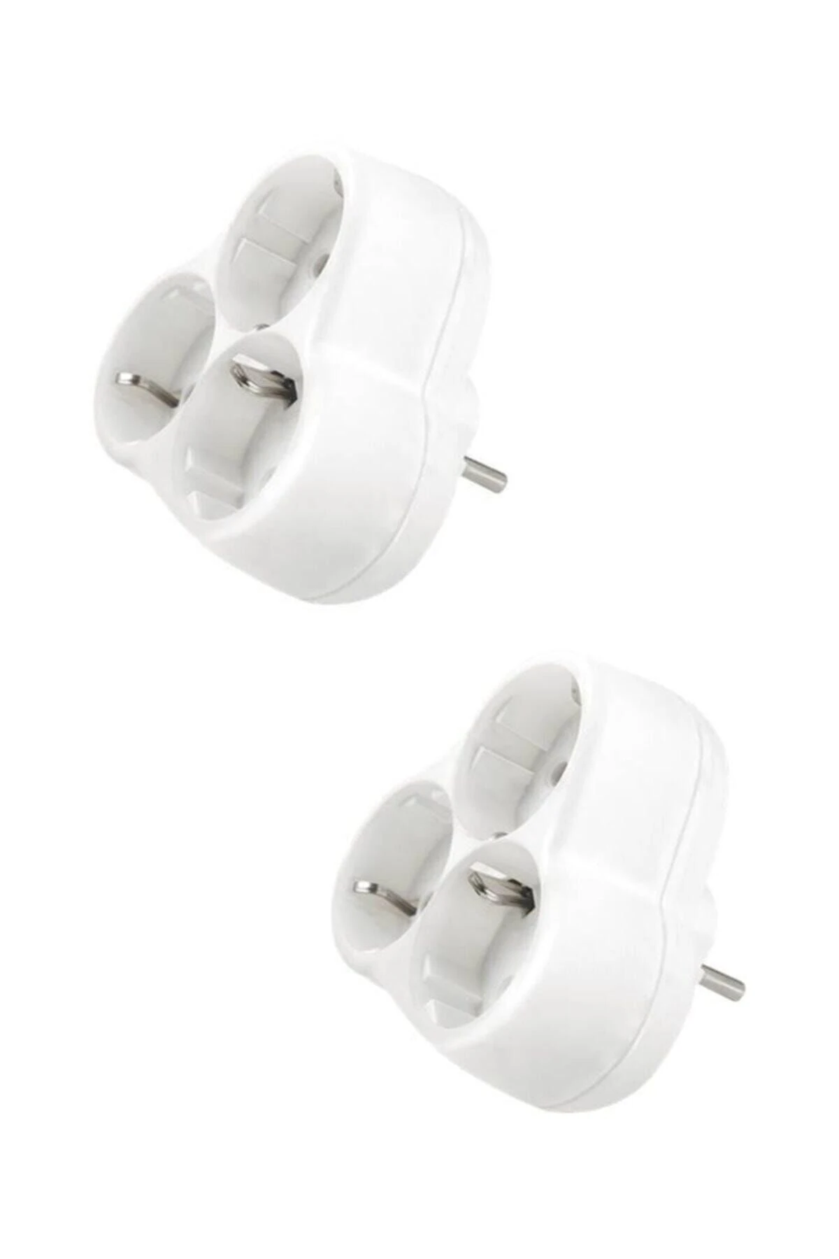 2 Adet Beyaz 3'lü Topraklı Yonca Fiş Priz