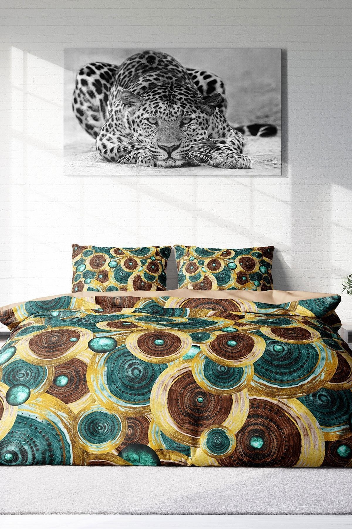Vintage Design 3d Pamuk Saten Çift Kişilik Nevresim Takımı