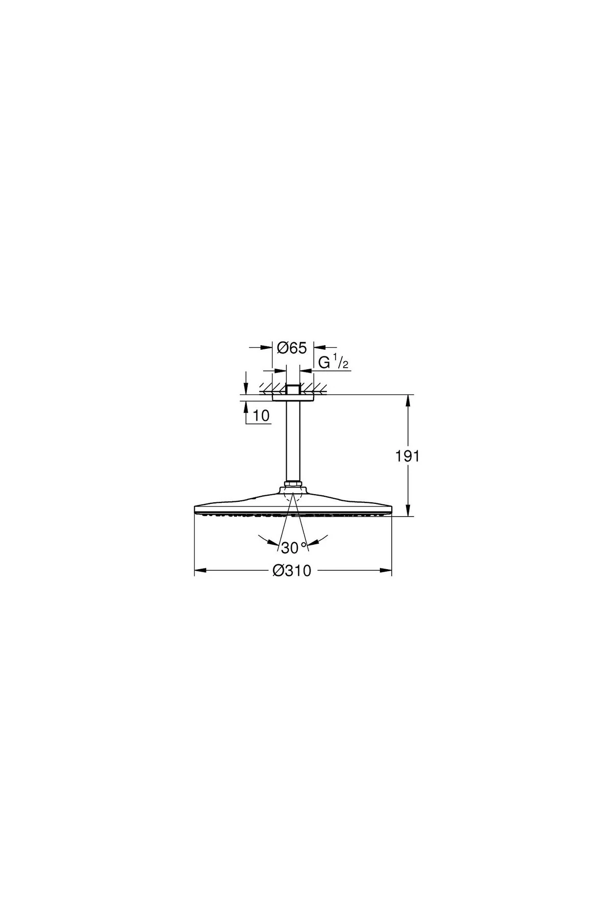 Rainshower Mono 310 Tepe Duş Seti Tavan 142 Mm, 1 Spray-26560000