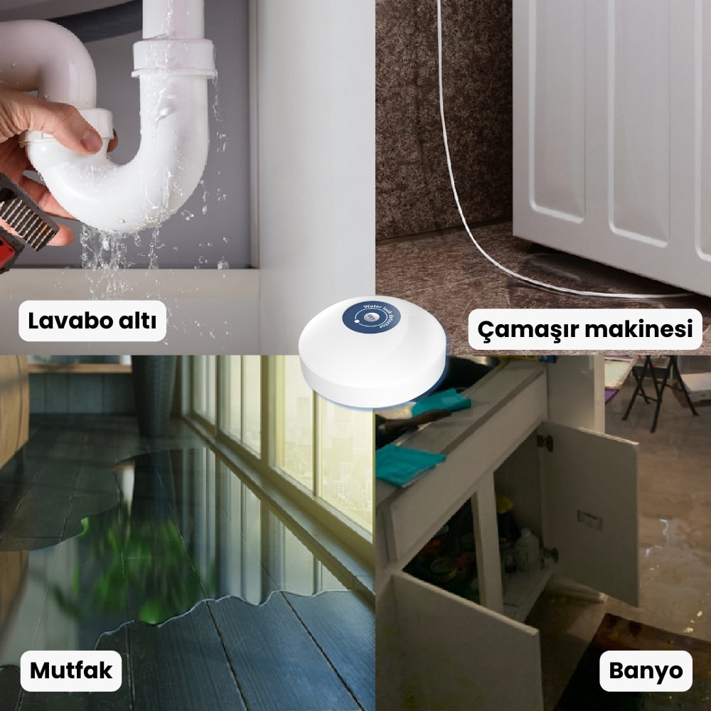 Zigbee Dahili Alarmlı Su Baskını Sensörü (Tuya, Smart LIFE,ZIGBEE2MQTT Uyumlu )