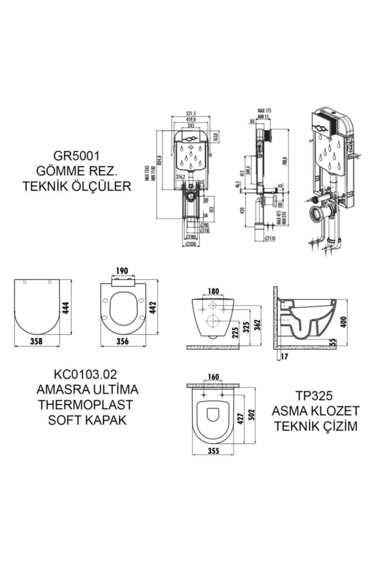 Gömme Rezervuar Gr5001 Asma Klozet Tp325 Softkapak Kc5000