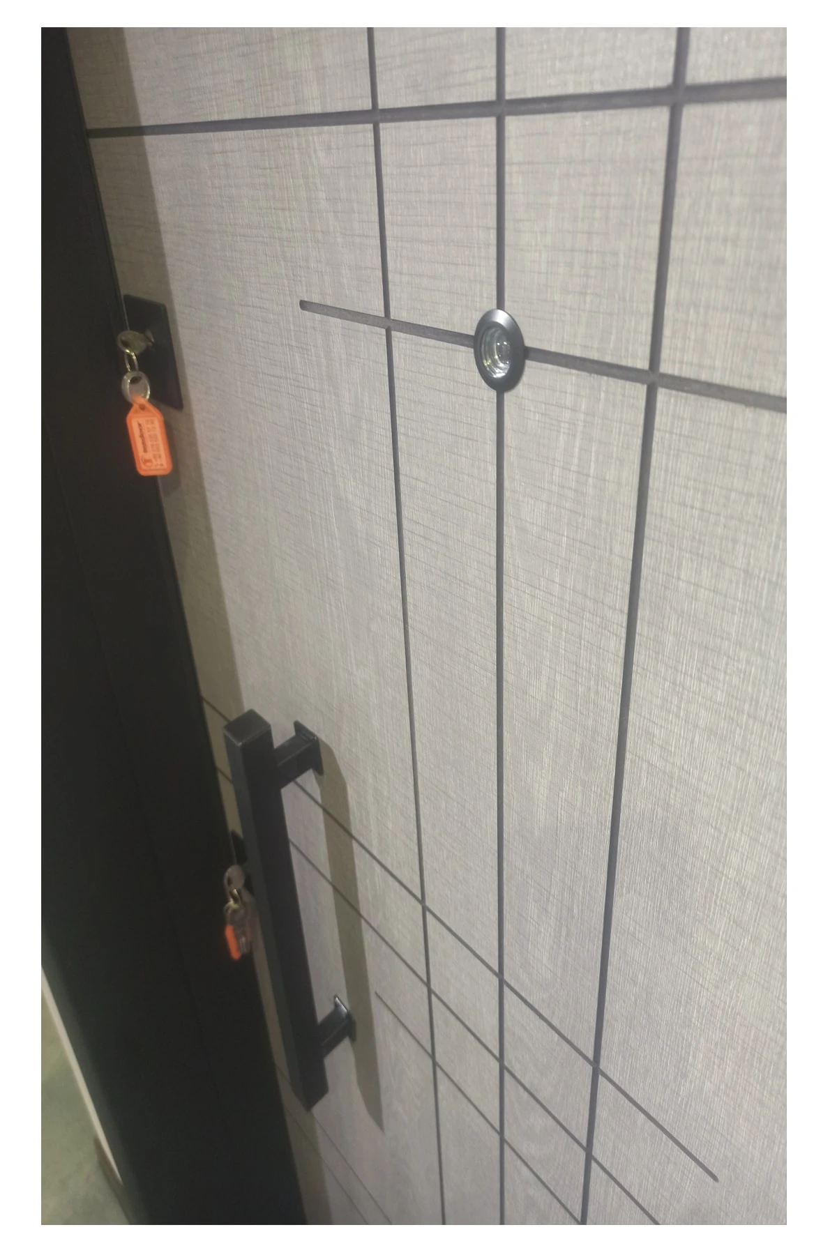 Düz Model Çelik Kapı, Antrasit Gri Desenli Çelik Kapı Sağ Açılım