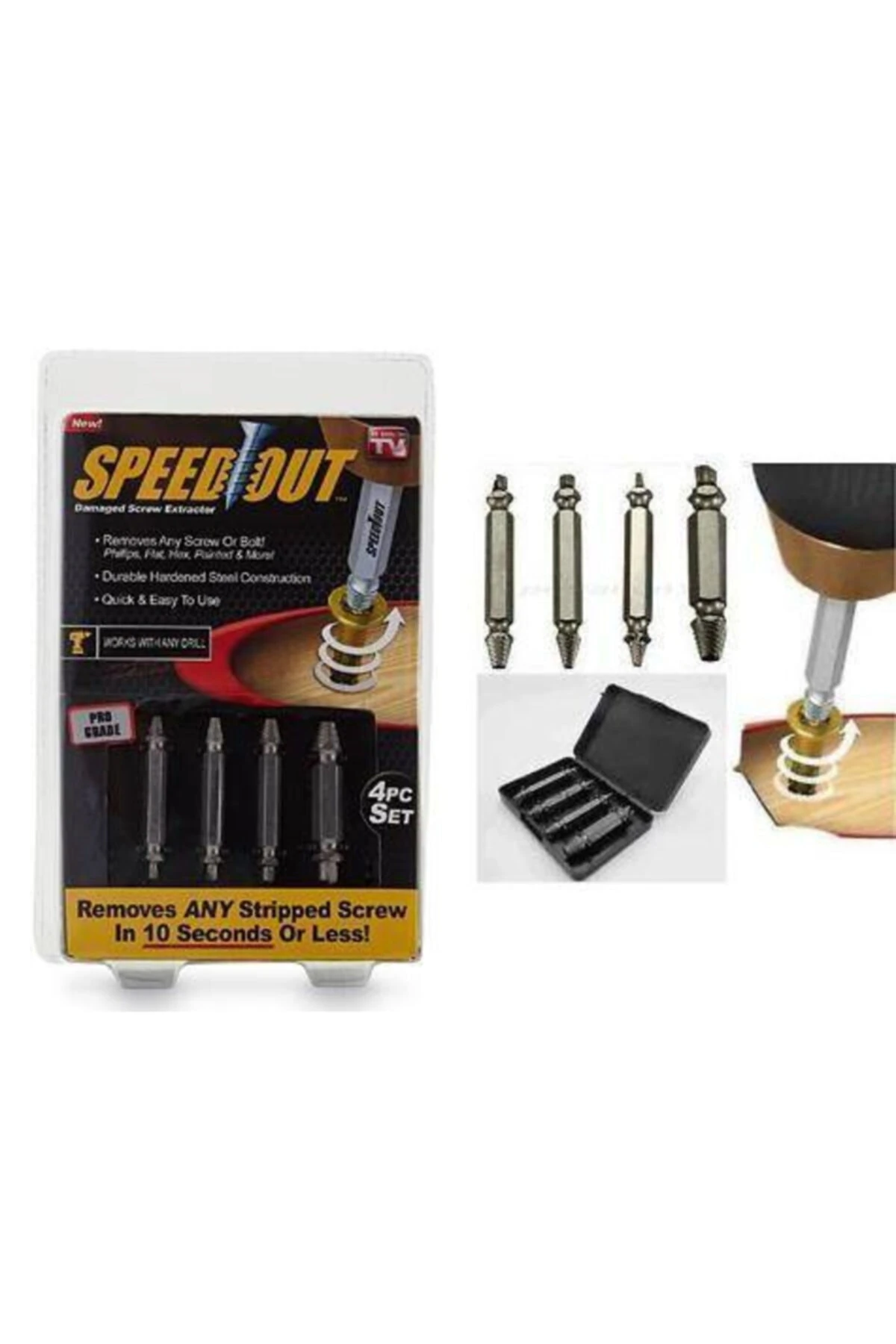 4 Parça Yalama Hasar Görmüş Vida Civata Çıkarıcı Çıkarma Aparatı