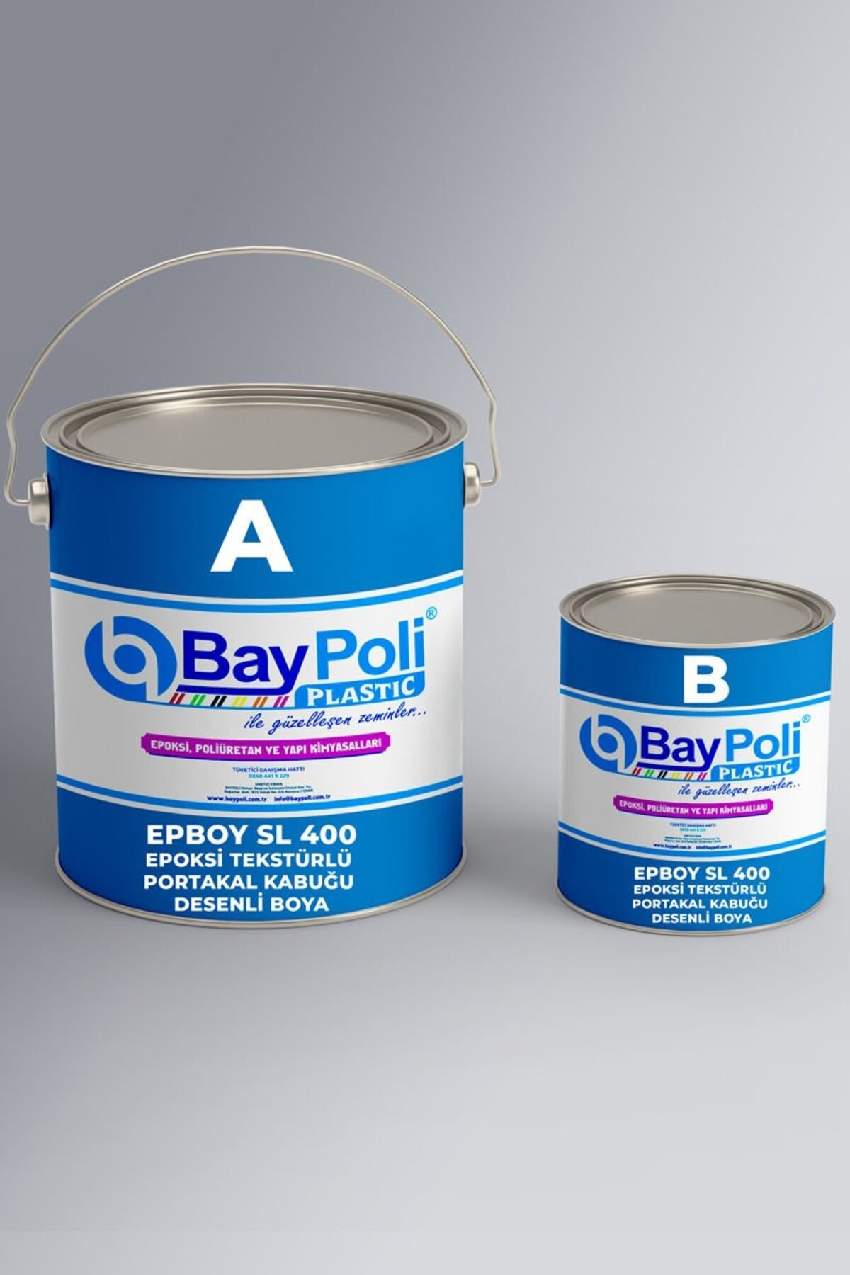 Epboy Sl 400 Epoksi Tekstürlü Portakal Kabuğu Desenli Boya Ral 5007 - A Ve B Bileşeni 10 Kg