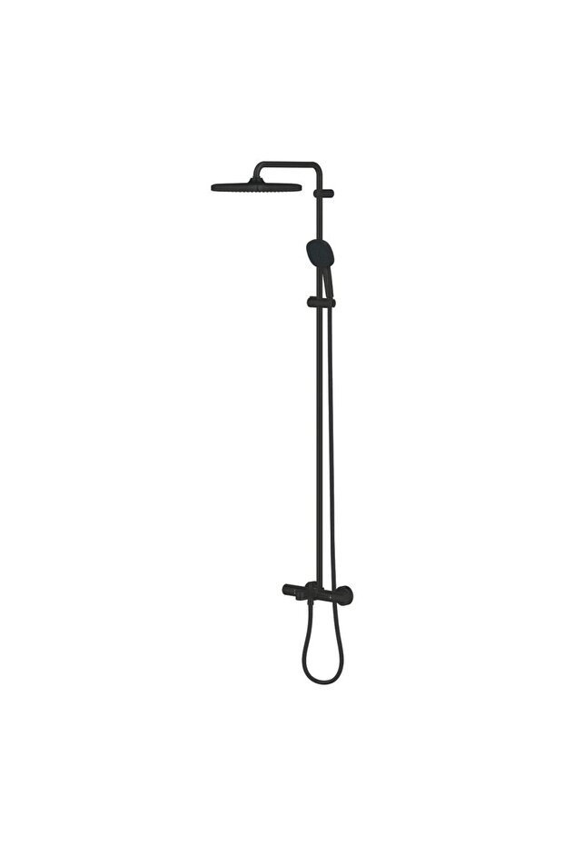Tempesta System 250 Cube Duvara Monte Termostatik Bataryalı Duş Sistemi Mat Siyah - 266912431