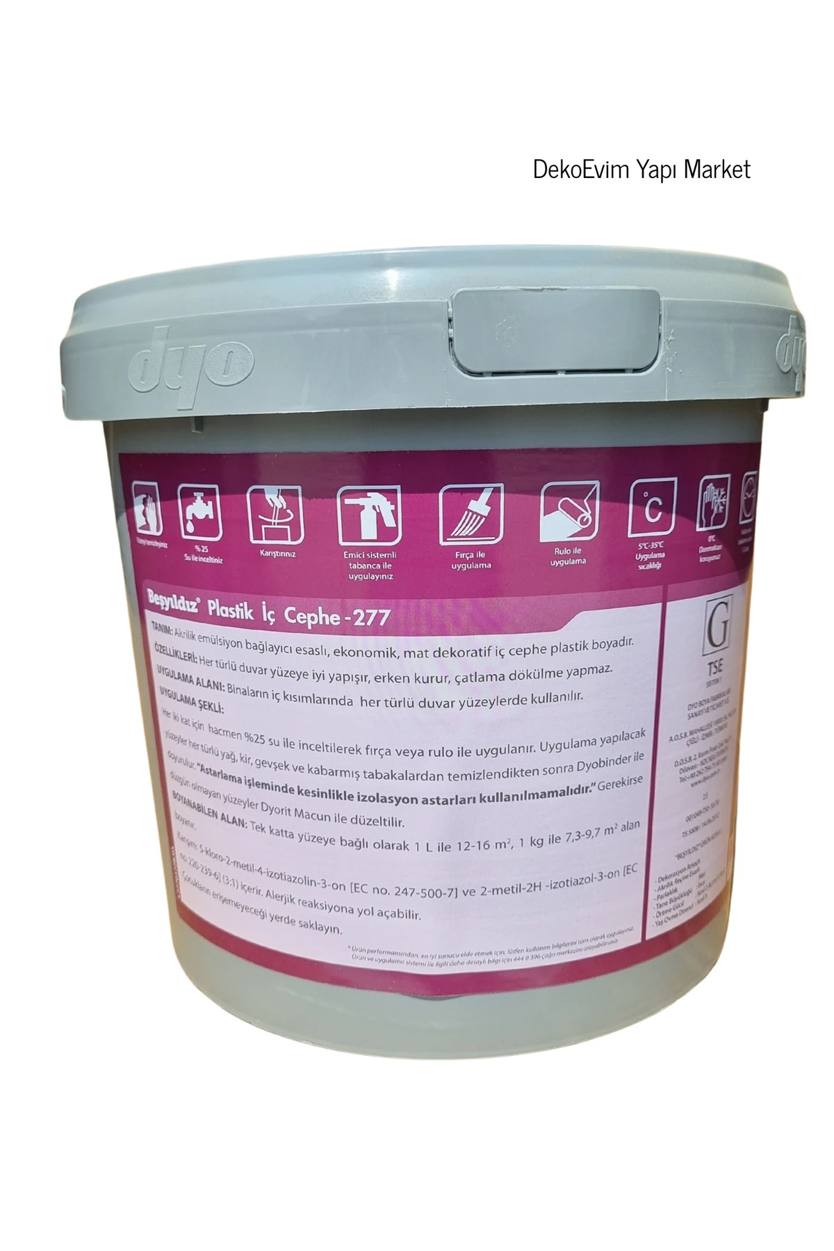 Dyo Beşyıldız Plastik Iç Cephe Duvar B. Mine 5046 3,5/10/20 Kg.