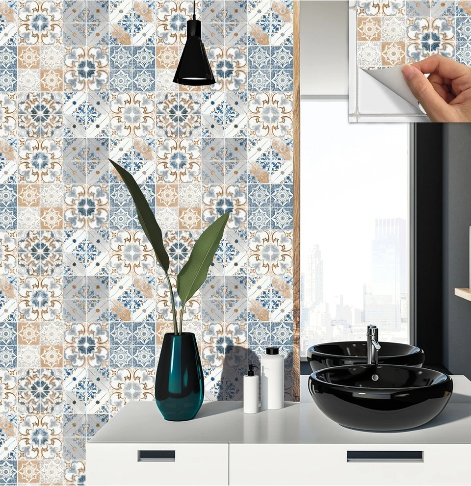 Kendinden Yapışkanlı Mavi Fas 4 Desenli Pvc Karo 30X30 cm (33 Adet) 3m2