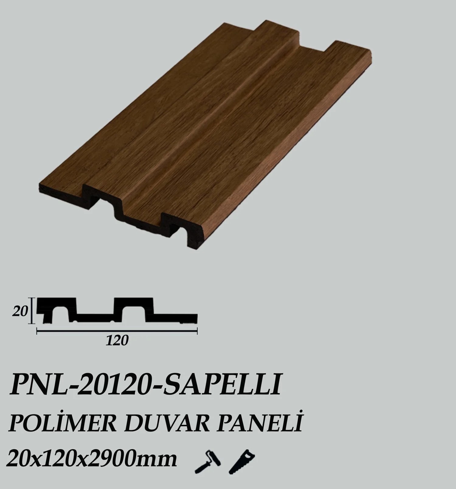 SAPELLI Polimer Duvar Paneli 20X120X2900mm