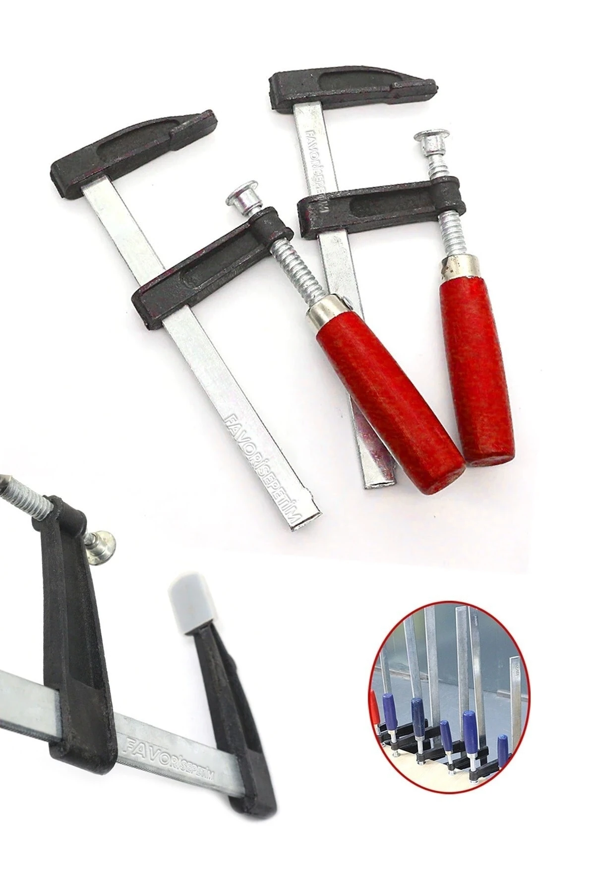 Yüksek Kalite 300mm F Tipi Ahşap Çelik Mobilyacı Mengene Kıskaç Işkence 4lü Set-300mm