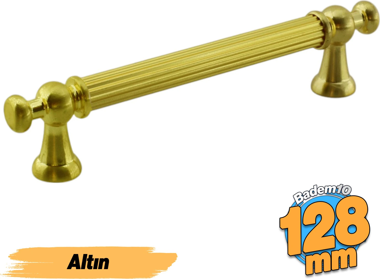 Selçuklu (128 mm - 12.8 cm) Gold Metal Mobilya Mutfak Çekmece Dolap Dolabı Kulbu Kulpları