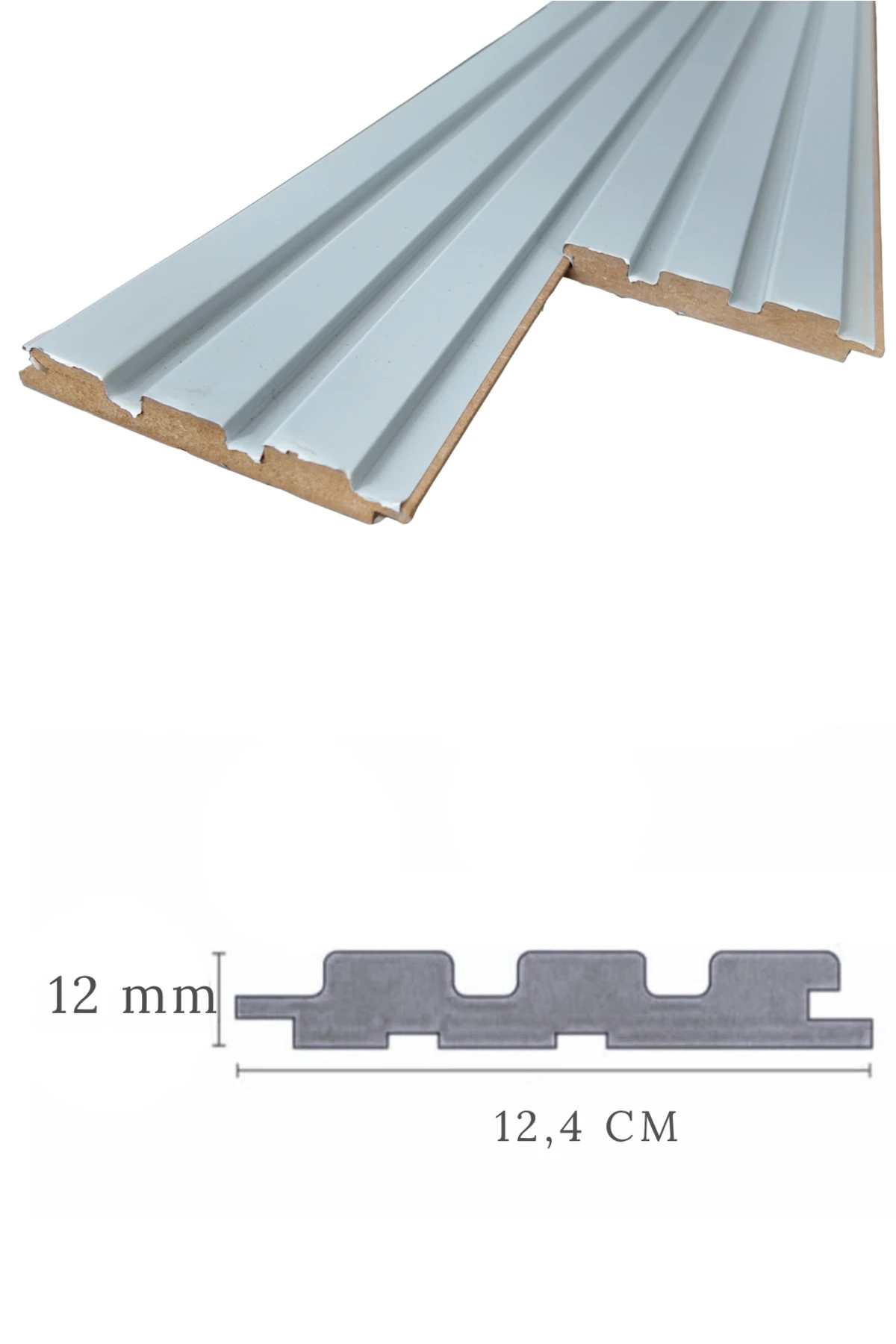 MDF Tavan & Duvar Lambri Seti (10 Adet) 12x280 cm Açık Gri Ahşap Görünümlü Dekoratif Kaplama Paneli