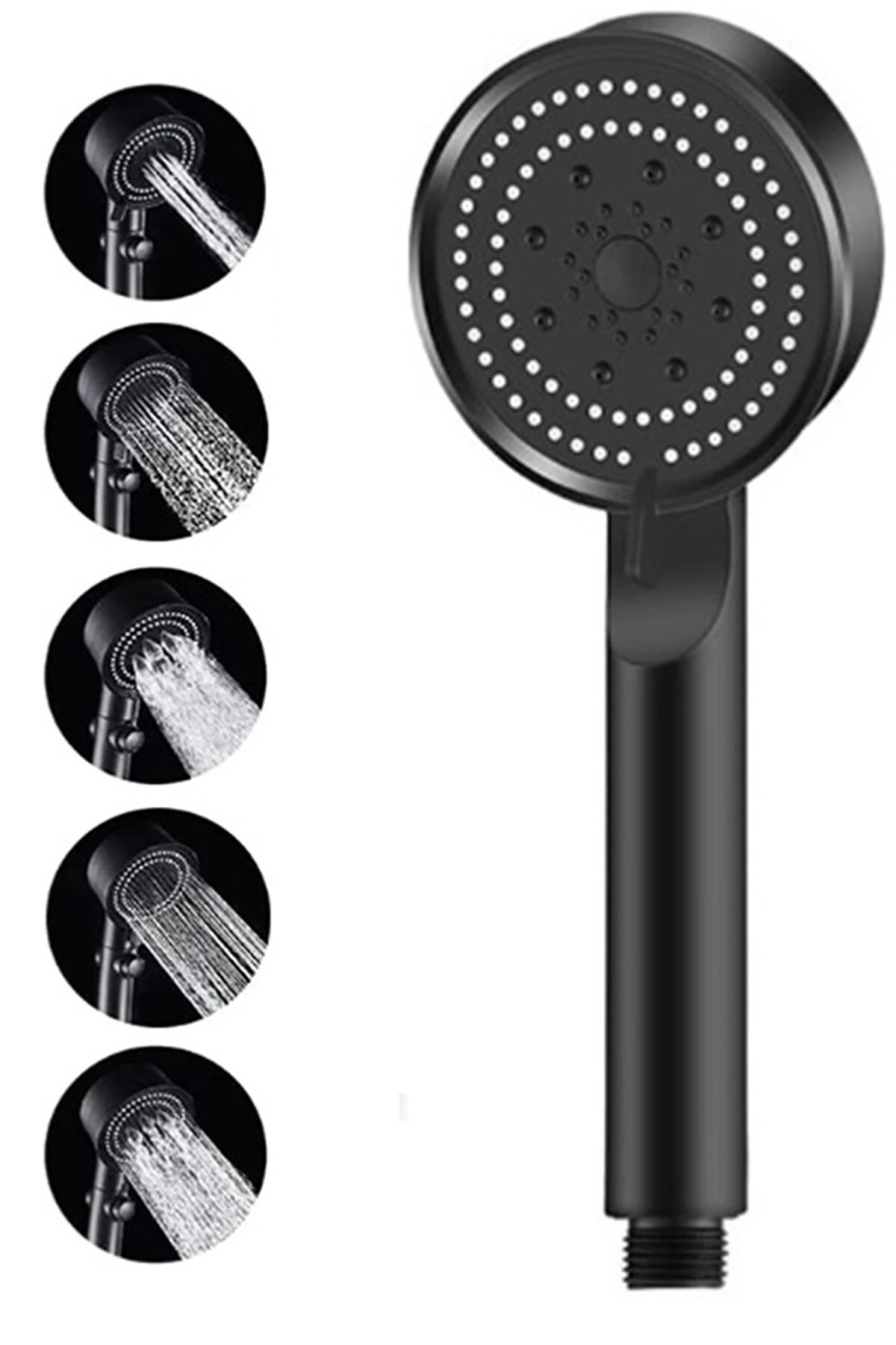 5 Fonksiyonlu Turbo Pervaneli Duş Başlığı ve Hortum Seti, Beyaz