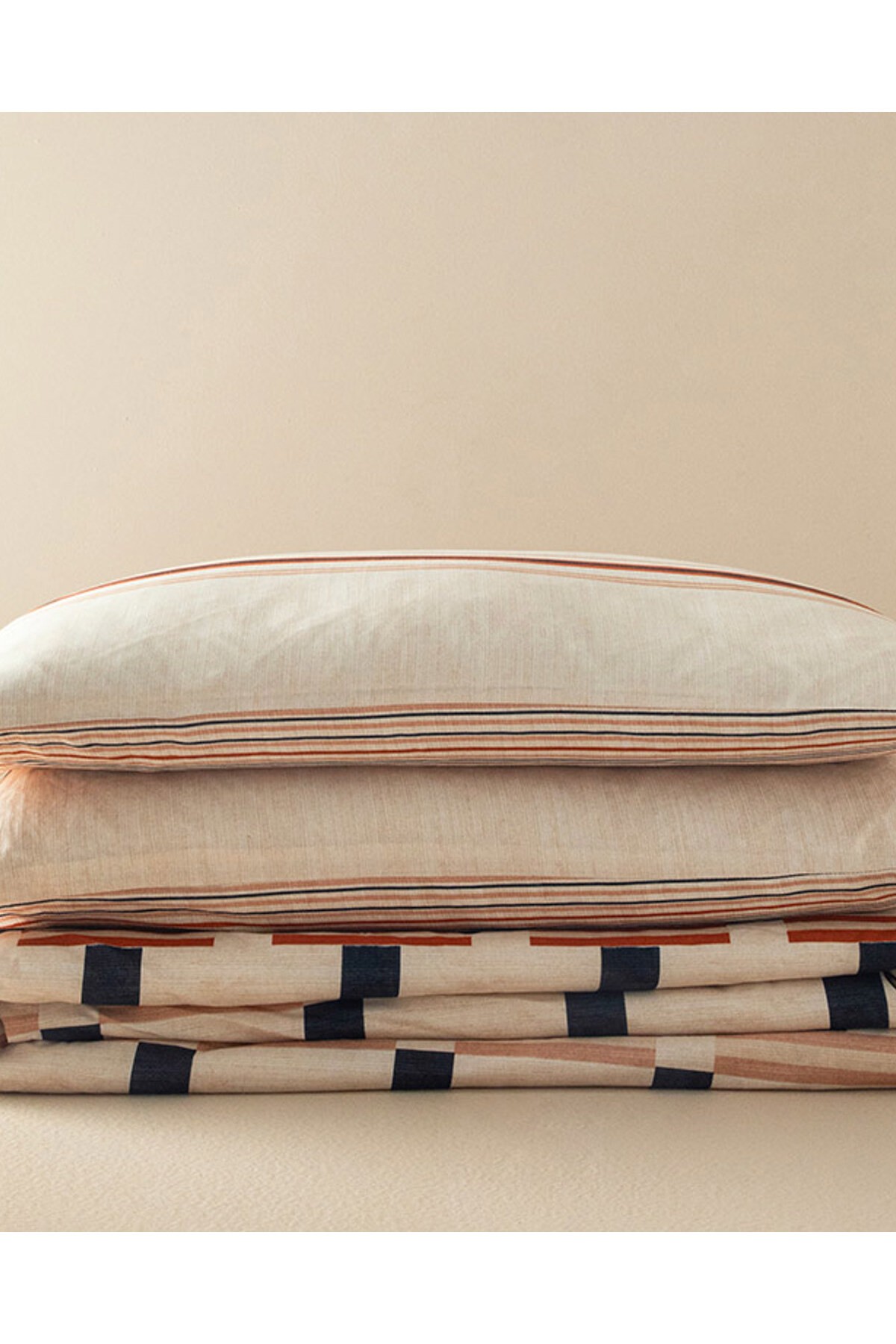 Timeline Dijital Baskılı Soft Cotton Çift Kişilik Nevresim Seti Terracotta