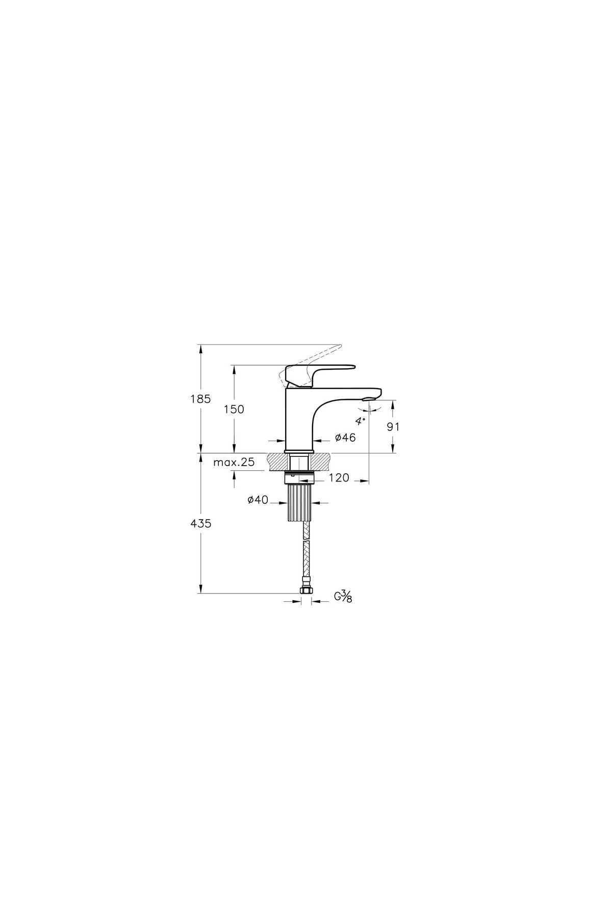 Root Round A42705 Lavabo Bataryası, Krom