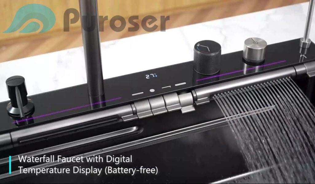 Teknolojik Mutfak Eviyesi Piyano Tuşlu Dijital Göstergeli 304 Krom Gövde Antrasit 75x45