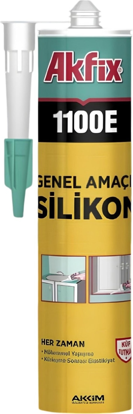 Genel Amaçlı Silikon Yapıştırma Sızıntı Önleyici Dolgu Silikonu 280 gr 1 Adet 1100E Şeffaf