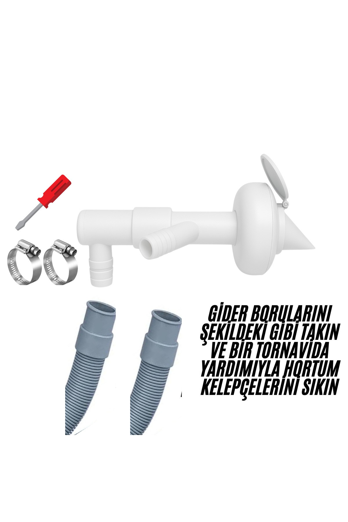 Çift Girişli Gider Çekvalf Adaptörü Ø50 mm | Çamaşır Bulaşık Makinesi Koku ve Haşere Önleyici