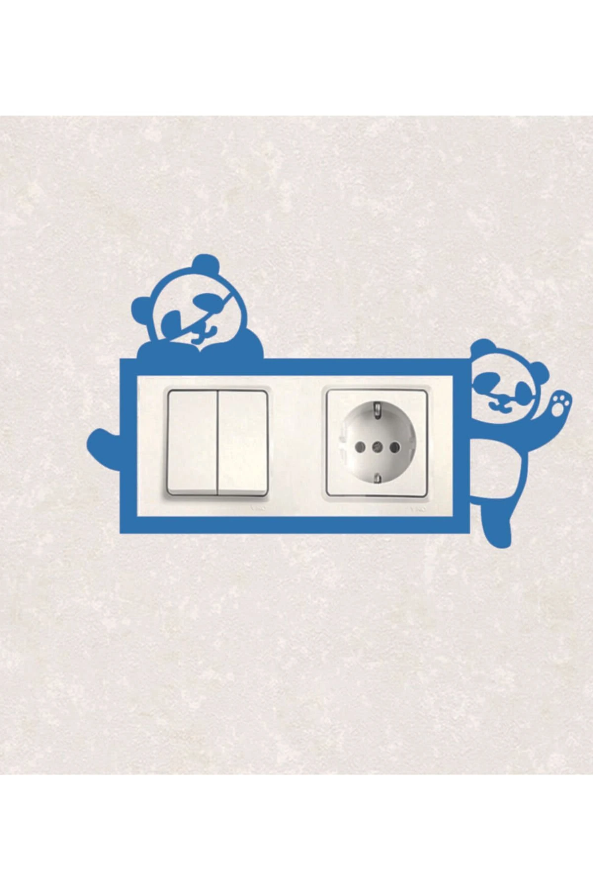 2119-m Lazer Kesim Ahşap Anahtar Priz Çerçevesi Mavi Ikili Panda