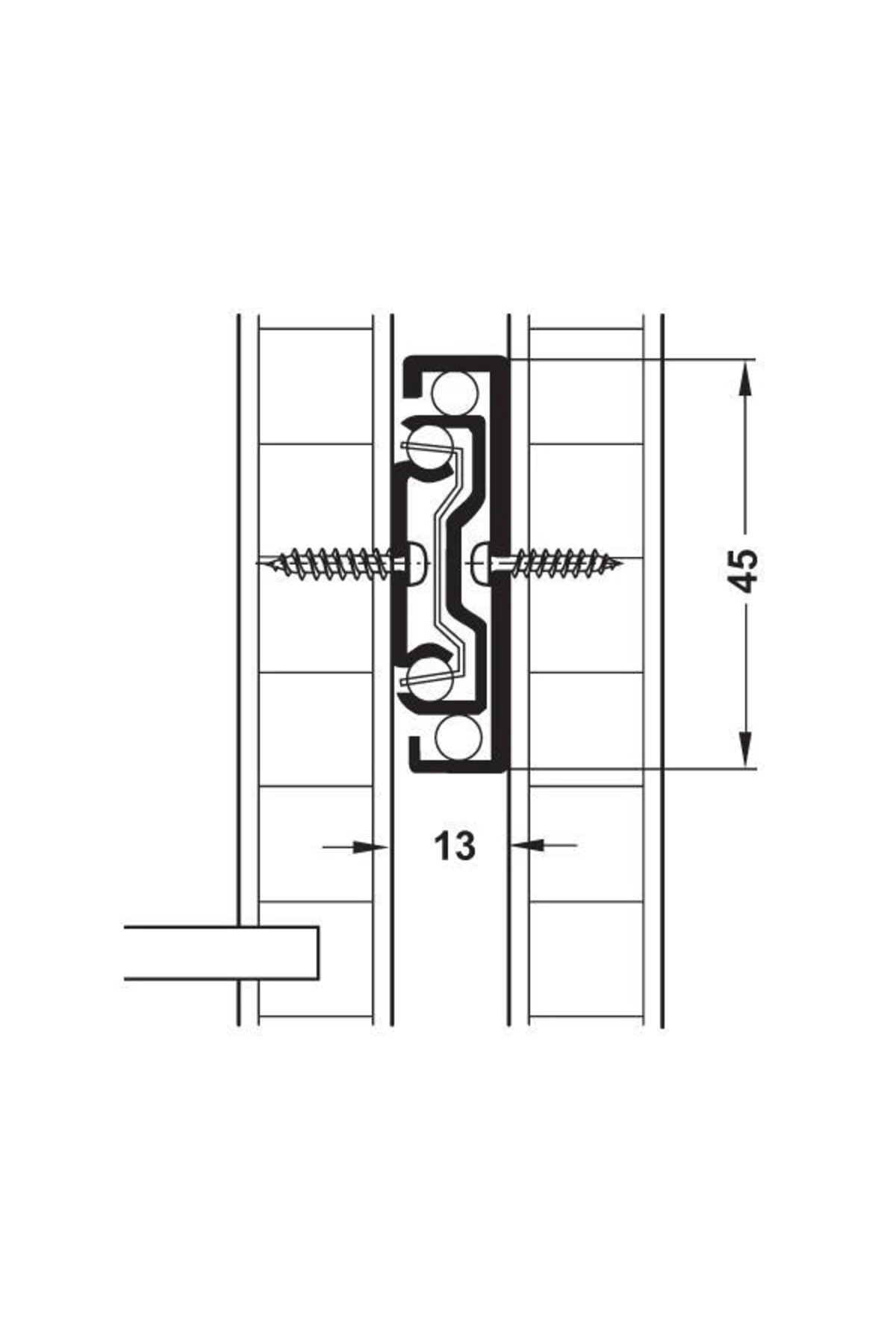 Frenli Bilyalı Teleskopik Ray 45mmx45cm