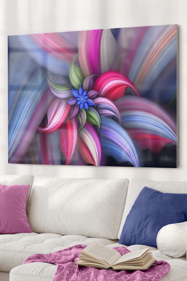 Renkli Çiçek | Çiçek Temalı Cam Tablo | 50x70 Cm