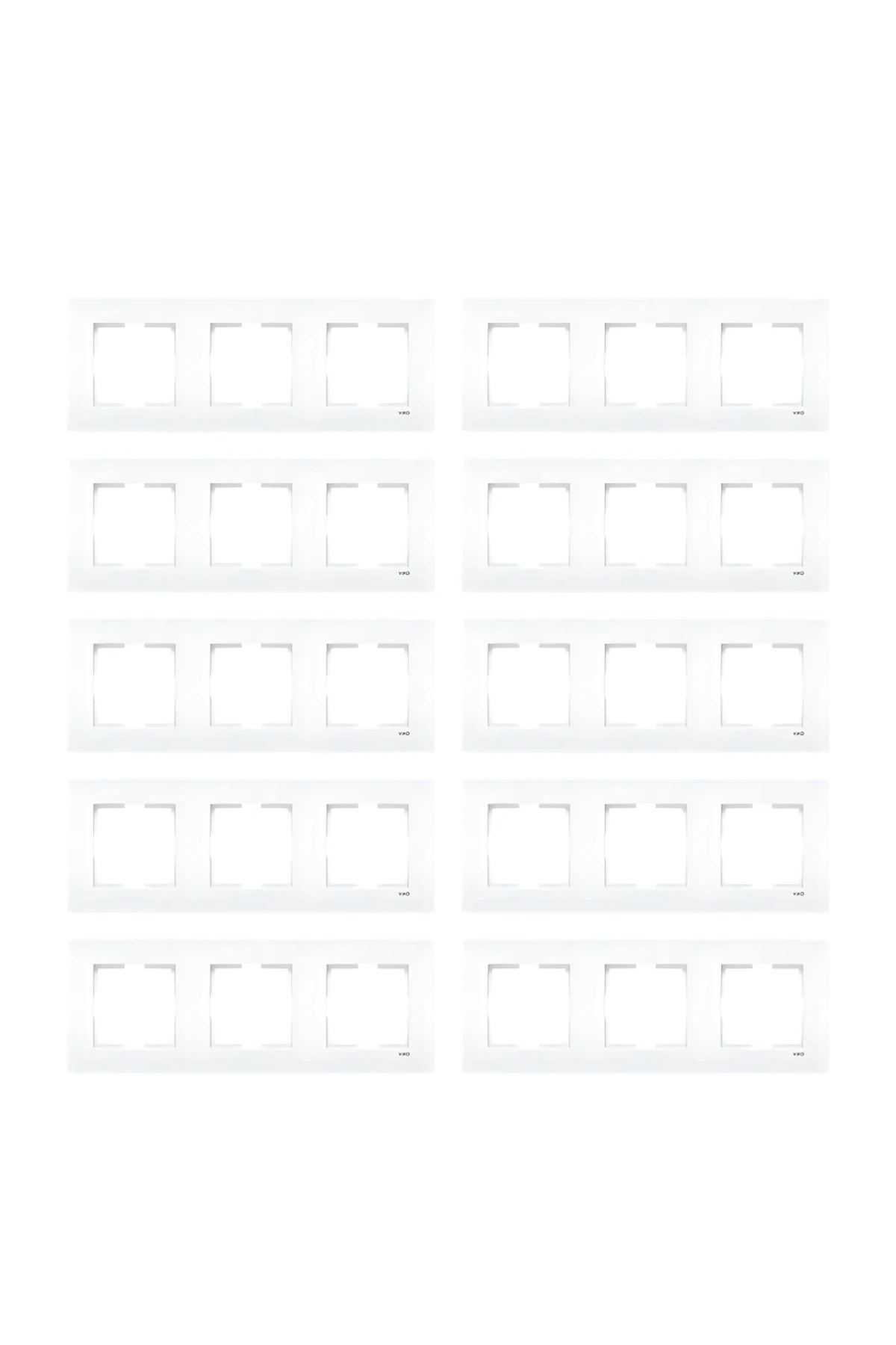 Karre Priz Çerçeve, 10 Adet, Üçlü, Yatay, Dayanıklı Ve Şık,Beyaz,