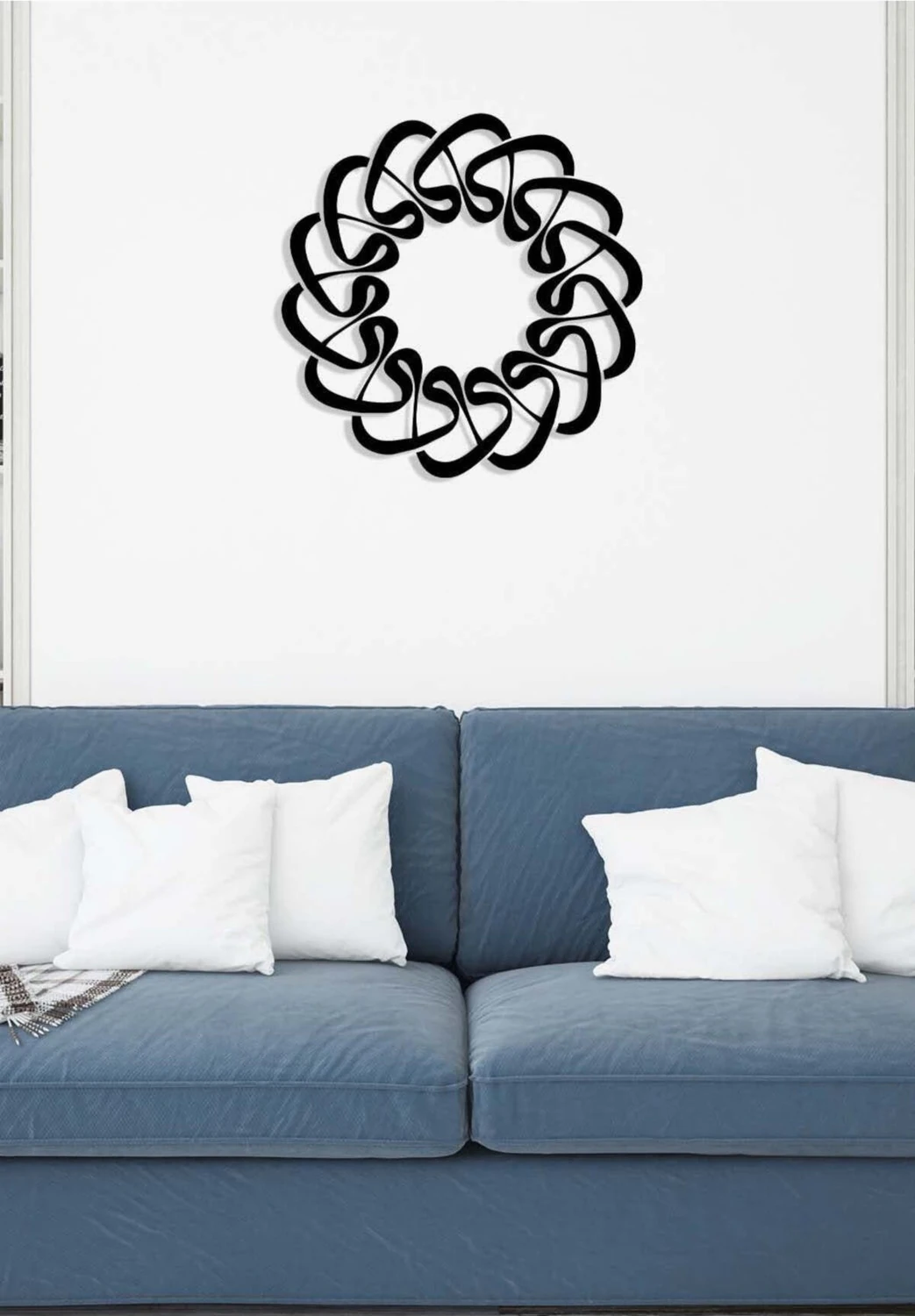 -Vav Harfi Islami Metal Tablo - Islami Ev Dekorasyonu - Dini Duvar Tabloları - 50 X 50 - Cm - Sıyah-Islm-122