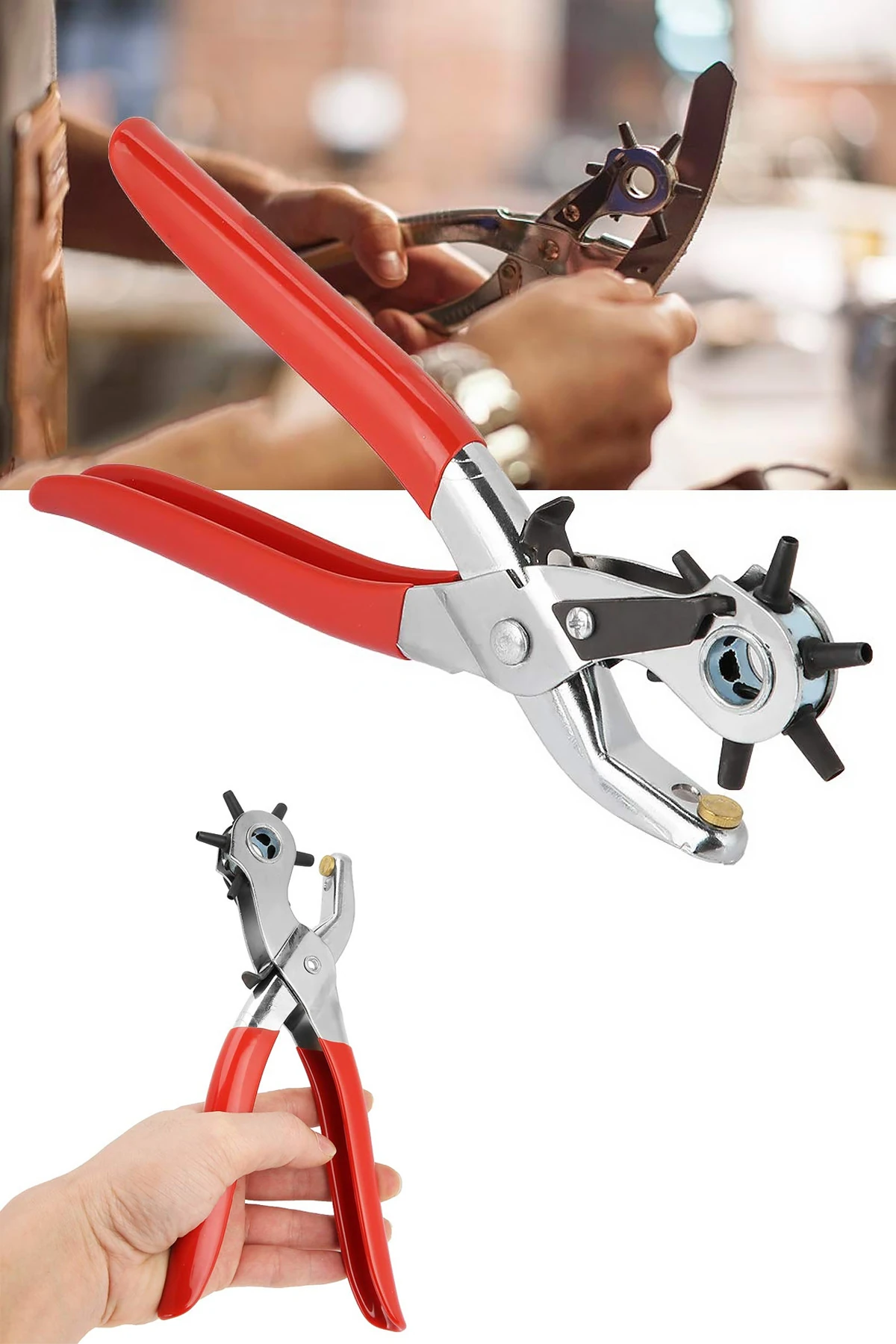 Profesyonel Kolay Kemer Deri Delik Açma Delme Aleti 6 Farklı Delik Açma Delici Pensesi Aparatı