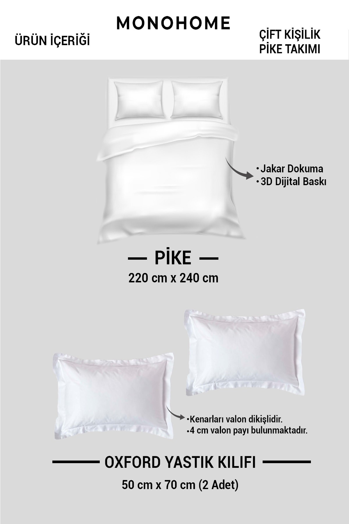 Pike Takımı Pamuklu Çift Kişilik Jakar Dokuma Yatak Örtüsü Blue Stripe