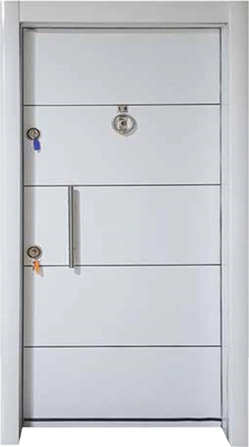 Çelik Kapı, Statik Kasalı Beyaz Renk Düz Model Daire Giriş Kapısı, Çelik Kapı