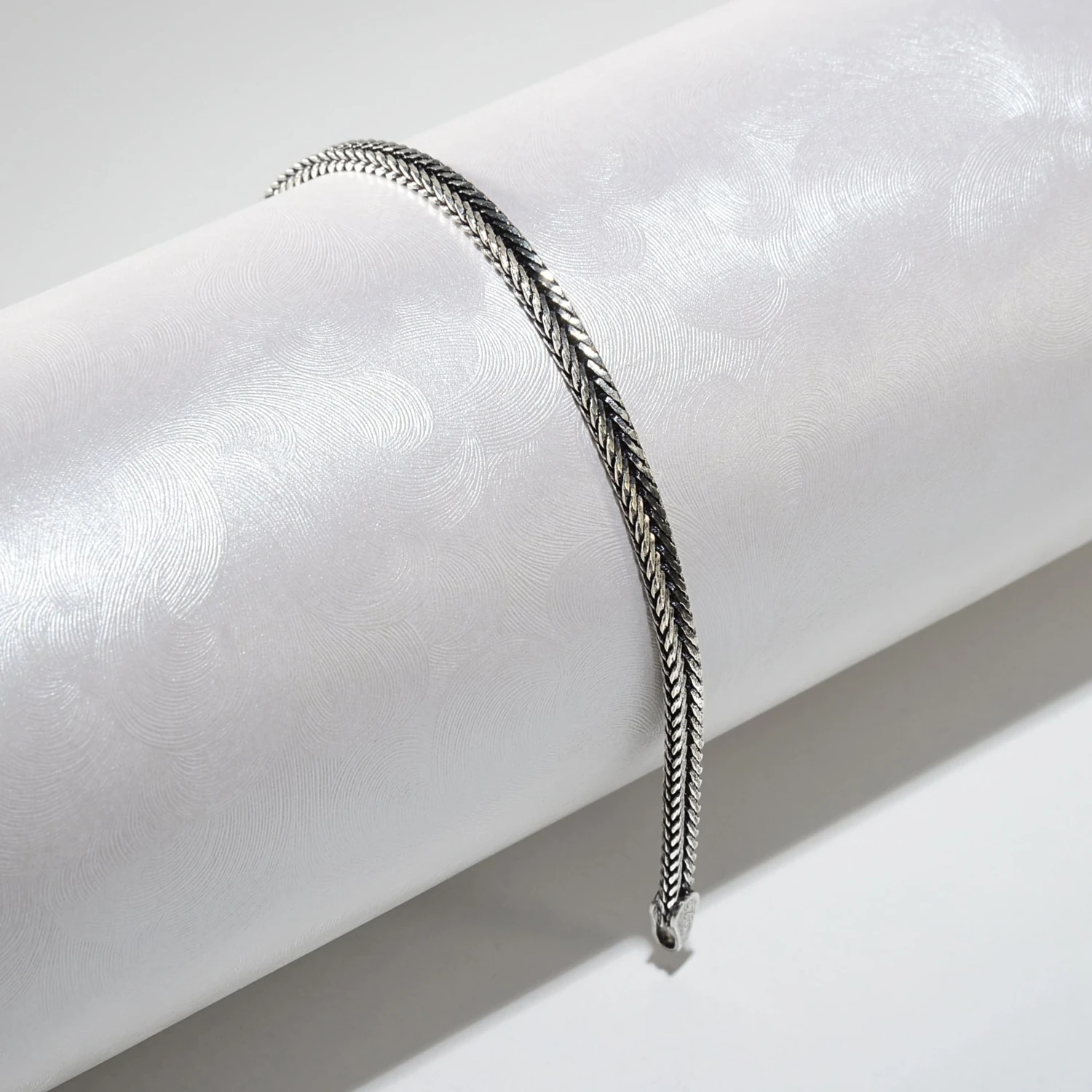 3n Oluklu Tilki Kuyruğu Gümüş Bileklik