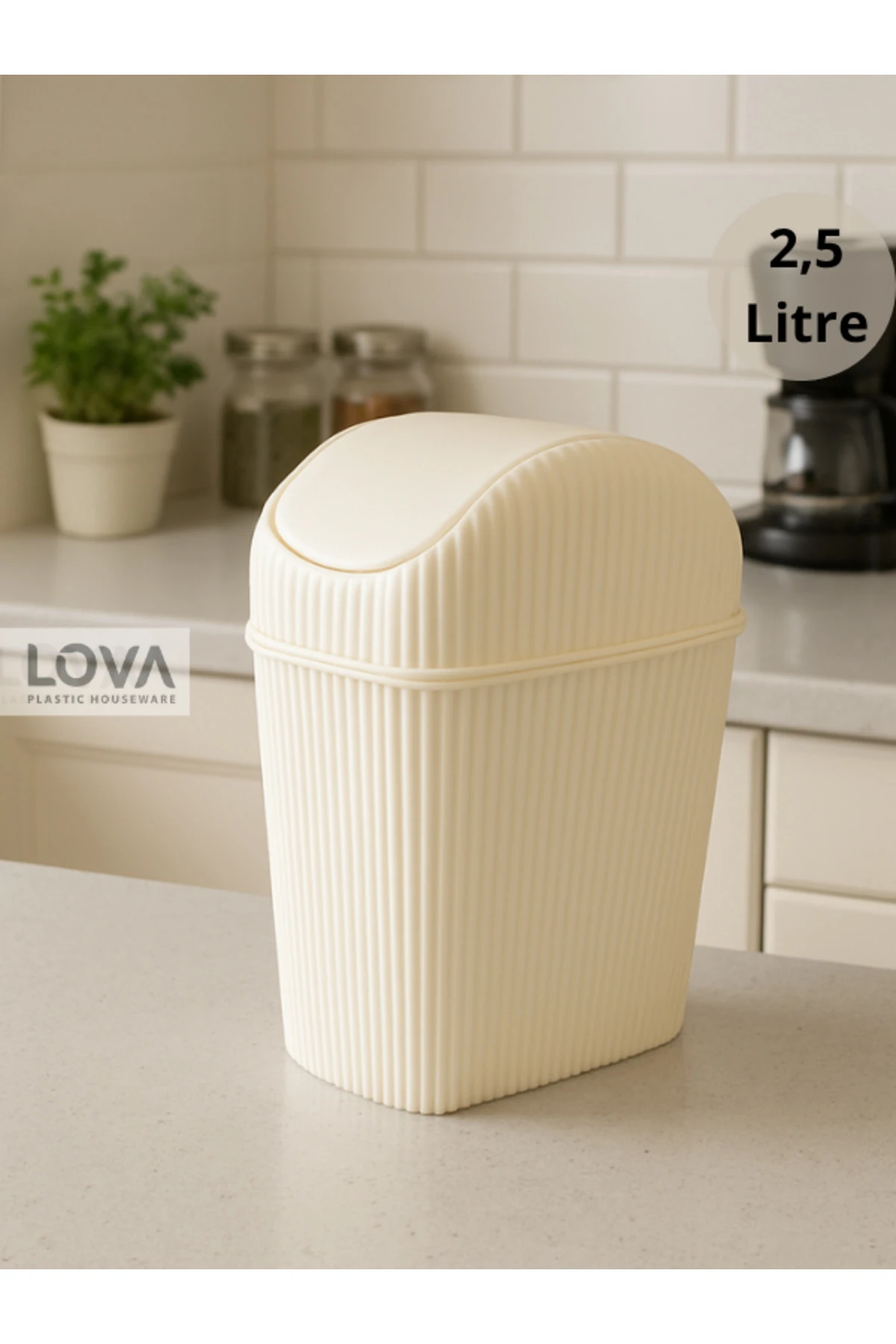 2,5 lt Mini Mutfak,Masa,Banyo Tezgah Üstü Çöp Kovası (Gri)