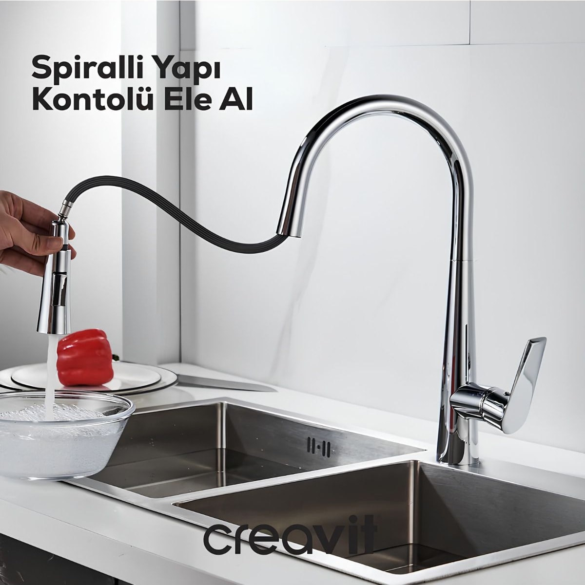 Spiralli Krom Mutfak Bataryası MF8858
